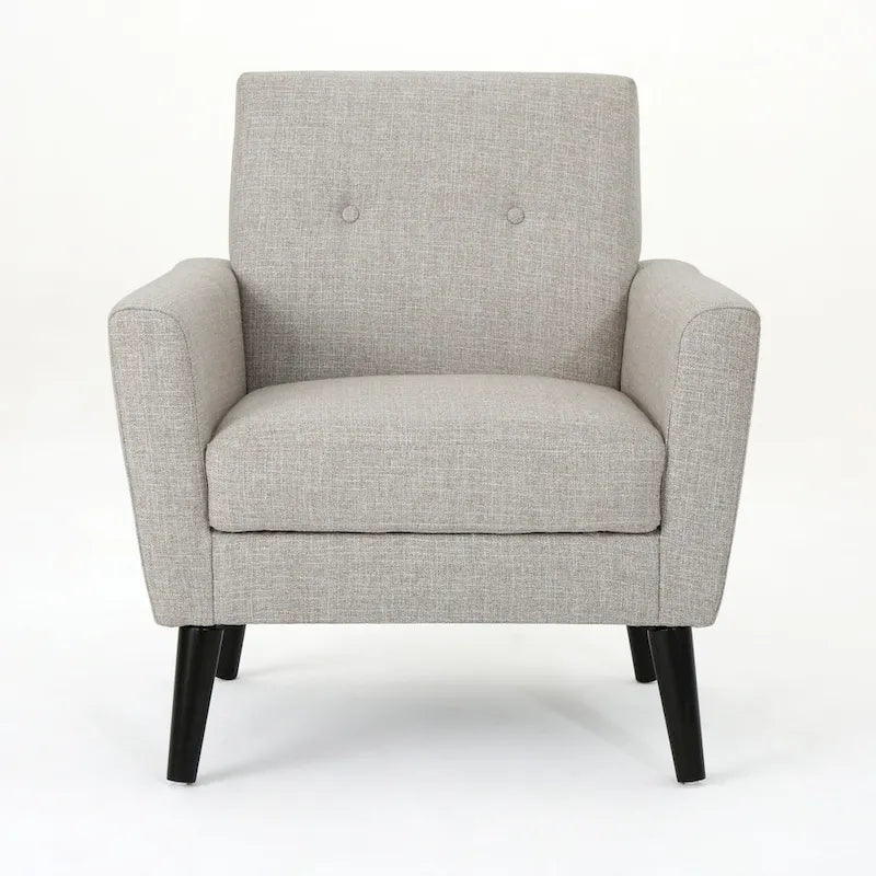 Fauteuil club capitonné avec pieds en caoutchouc