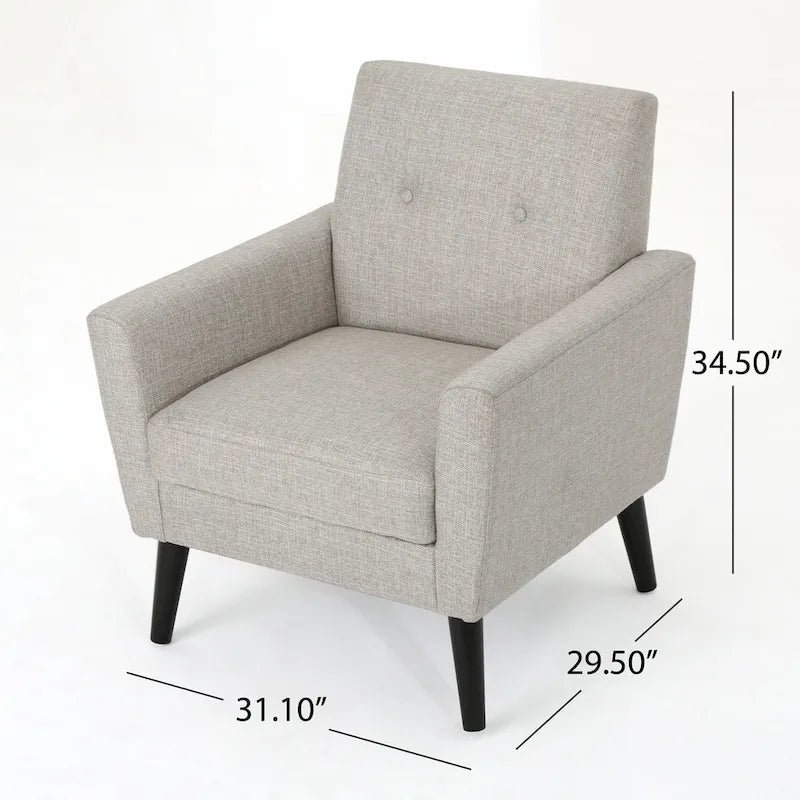 Fauteuil club capitonné avec pieds en caoutchouc