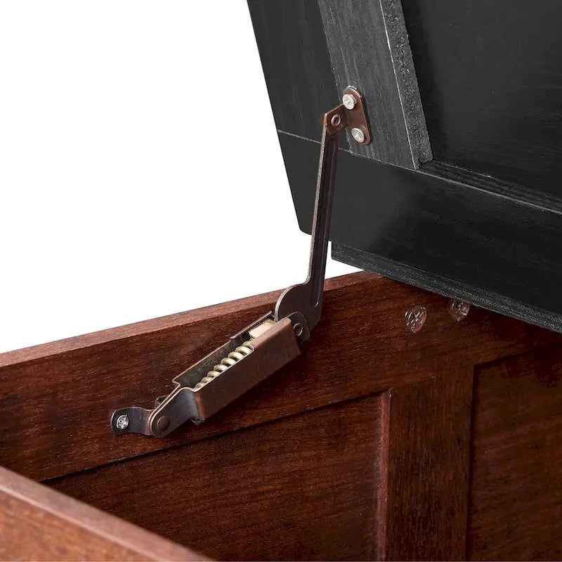 Table basse carrée en bois – Dotée d'un espace de rangement dissimulé et d'un plateau relevable à charnière, pour un style champêtre rustique.