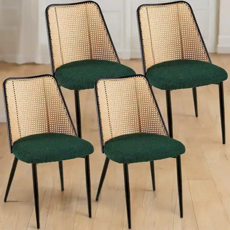Ensemble de chaises de salle à manger (4 chaises), dossiers en rotin naturel