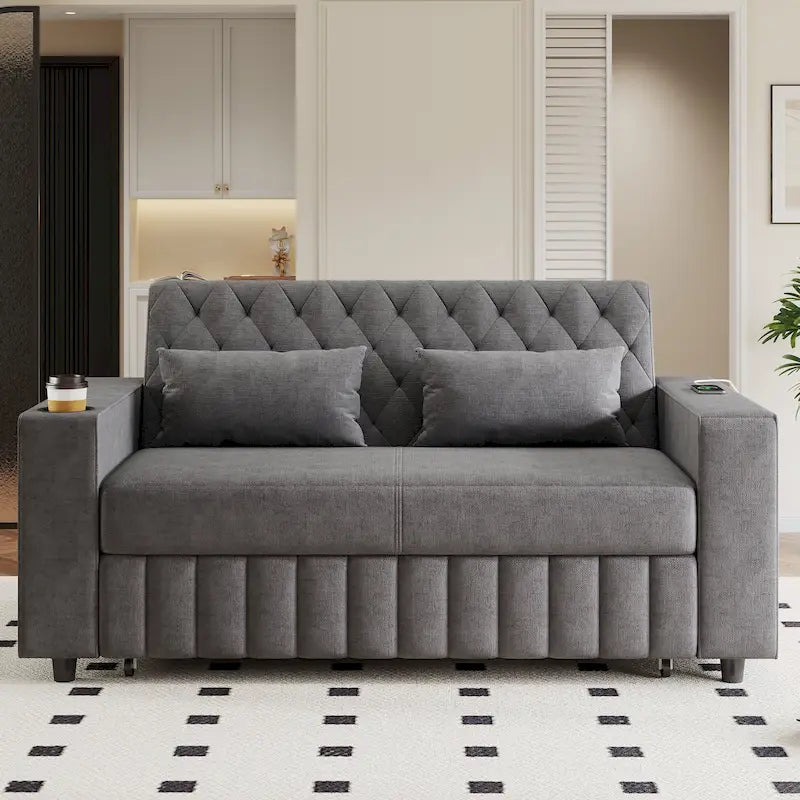 Canapé convertible en tissu chenille