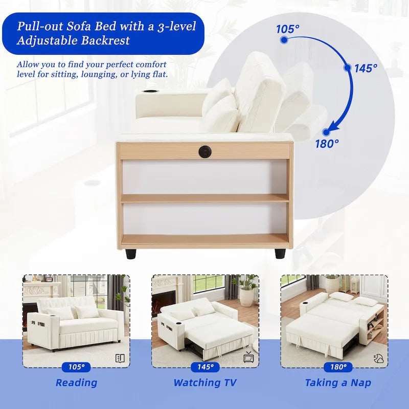 Canapé convertible en tissu chenille