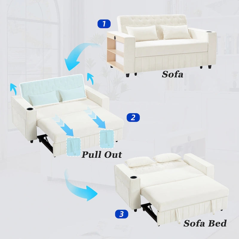Canapé convertible en tissu chenille