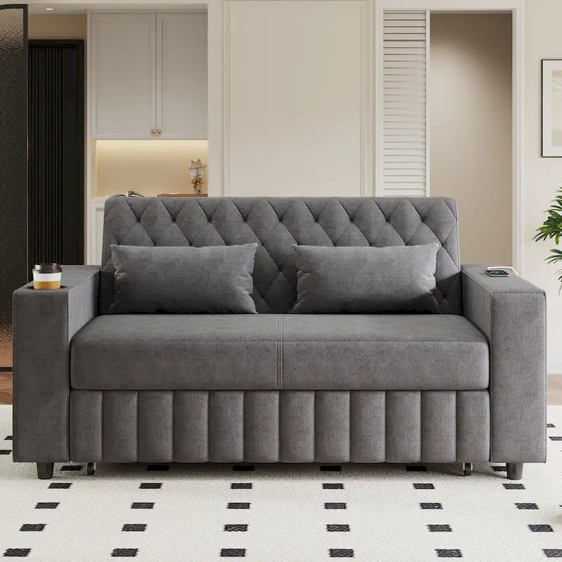 Canapé convertible en tissu chenille