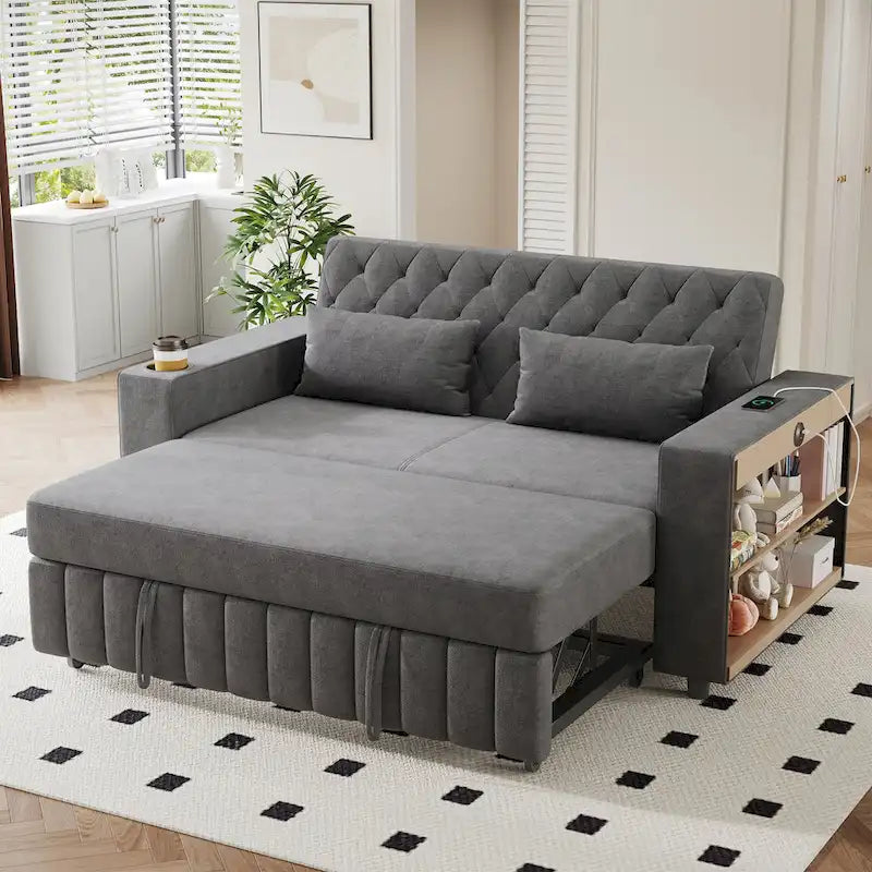 Canapé convertible en tissu chenille