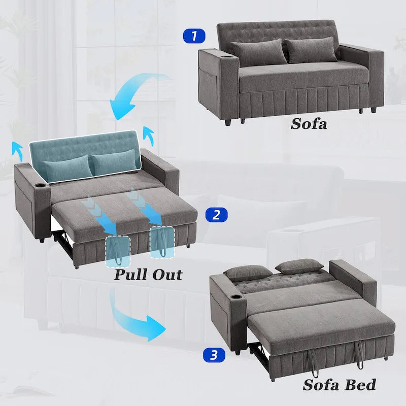 Canapé convertible en tissu chenille