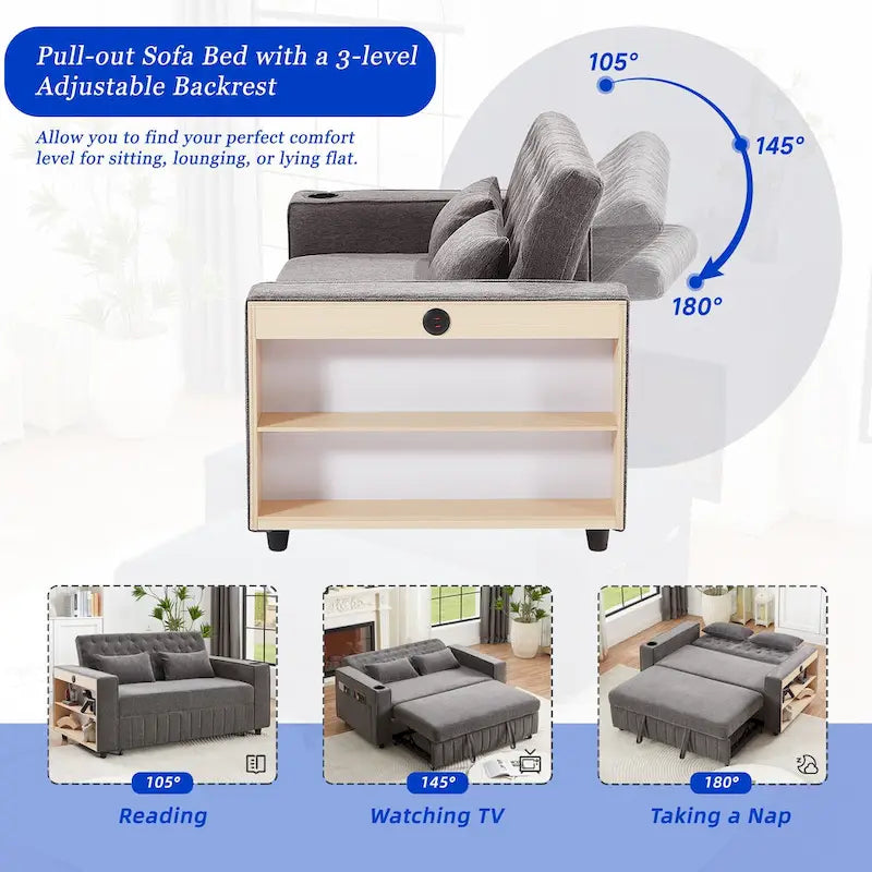 Canapé convertible en tissu chenille