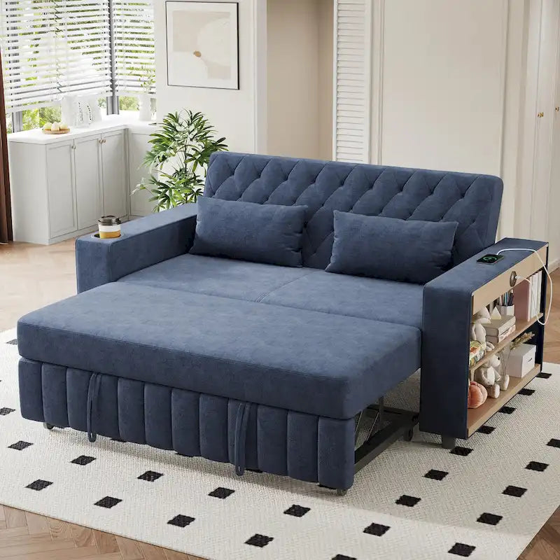 Canapé convertible en tissu chenille