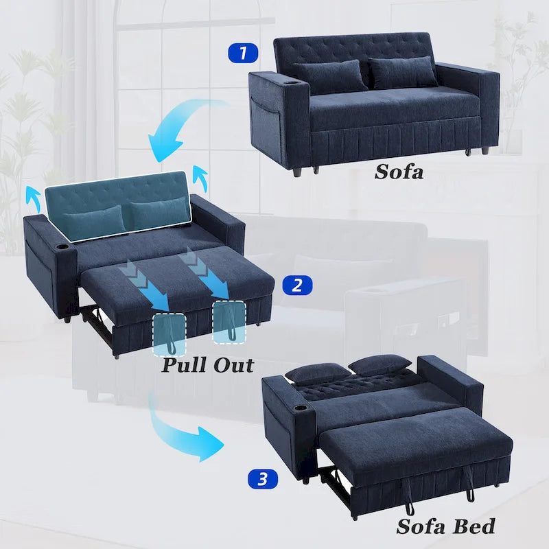 Canapé convertible en tissu chenille