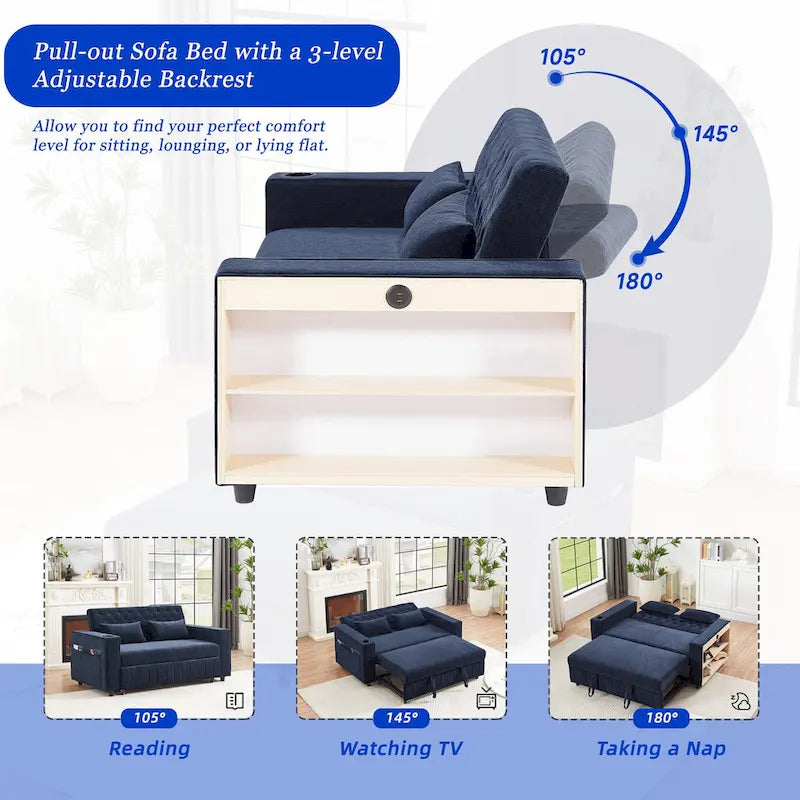 Canapé convertible en tissu chenille
