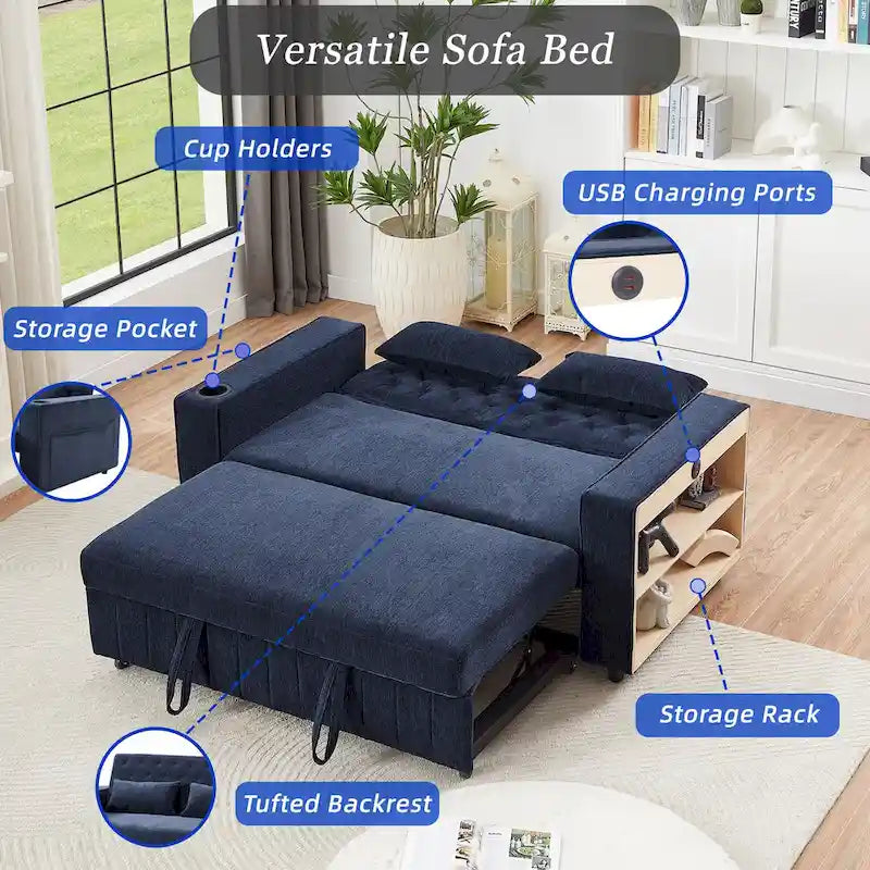 Canapé convertible en tissu chenille