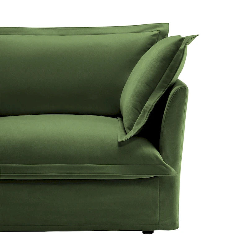 Canapé d'angle en velours chenille en forme de L « nuage »