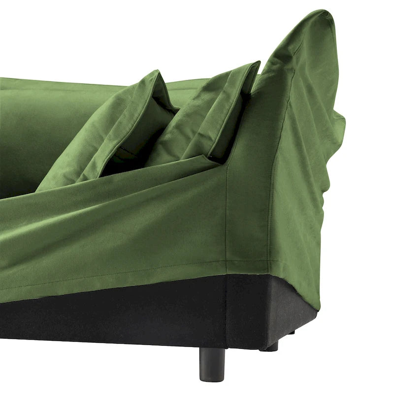 Canapé d'angle en velours chenille en forme de L « nuage »