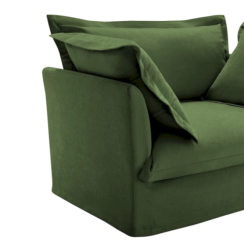 Canapé d'angle en velours chenille en forme de L « nuage »