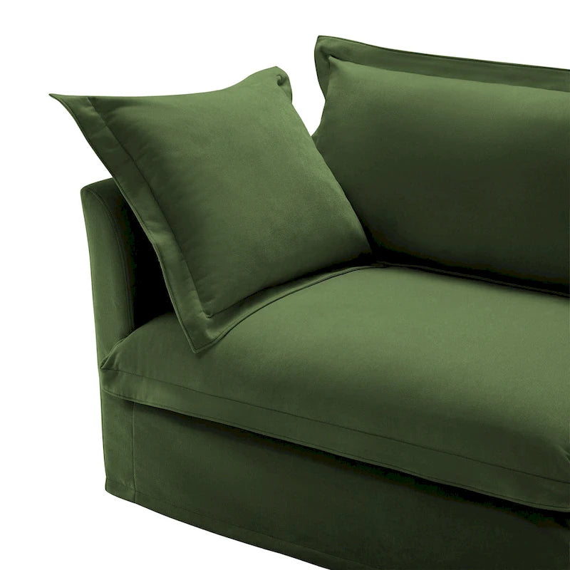 Canapé d'angle en velours chenille en forme de L « nuage »
