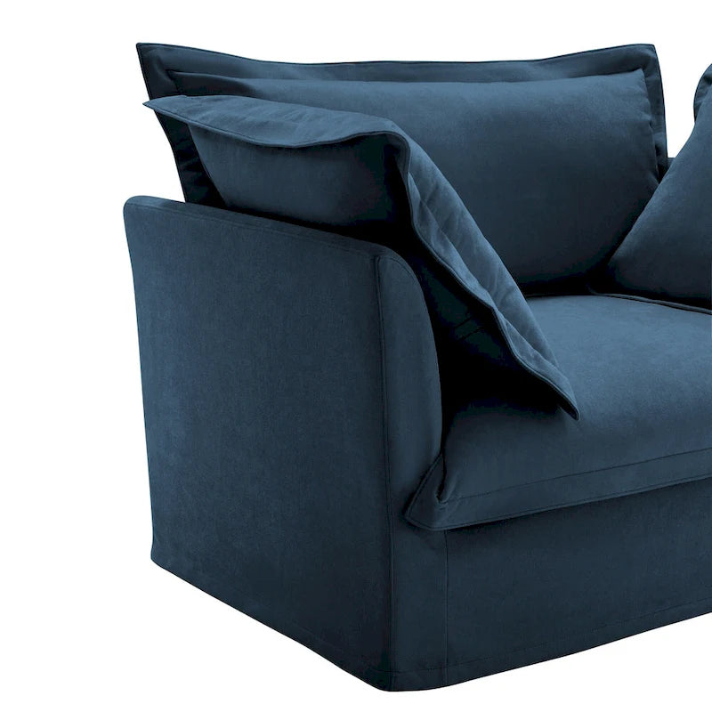 Canapé d'angle en velours chenille en forme de L « nuage »