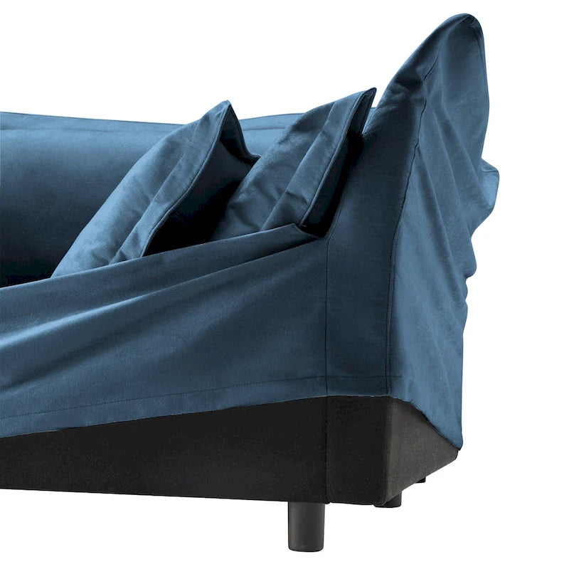 Canapé d'angle en velours chenille en forme de L « nuage »