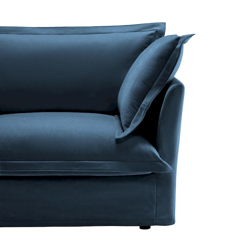 Canapé d'angle en velours chenille en forme de L « nuage »
