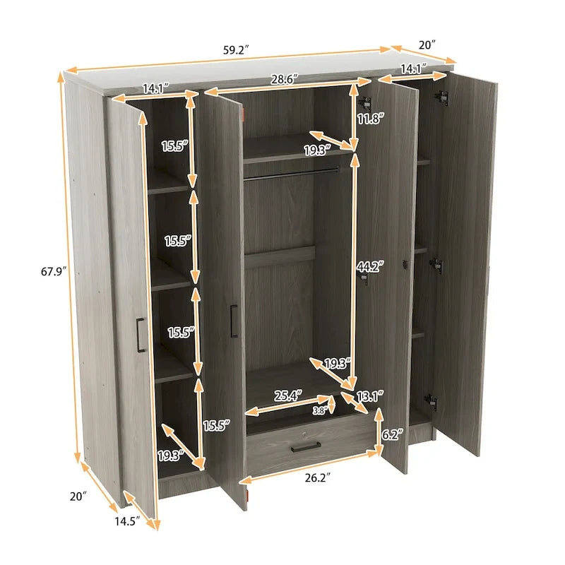 Armoire en bois autoportante