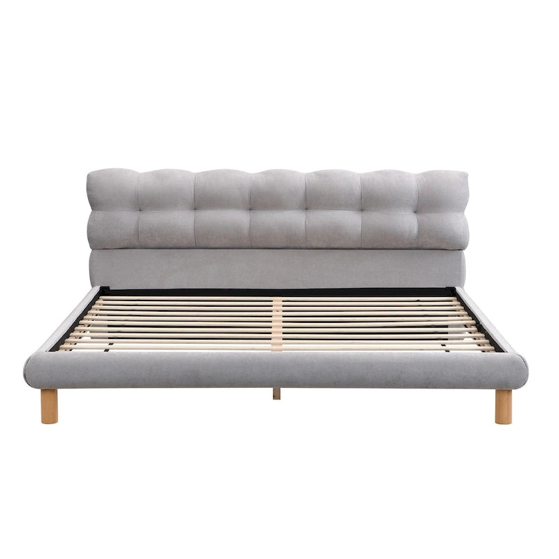 Plateforme rembourrée King Size avec tête de lit en forme de cookie et 12 lattes de support
