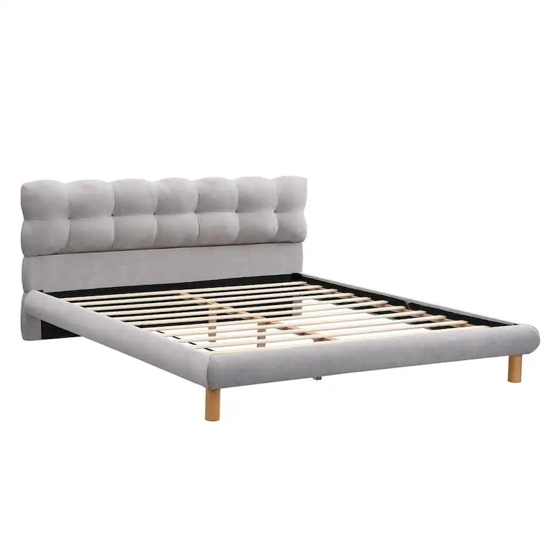 Plateforme rembourrée King Size avec tête de lit en forme de cookie et 12 lattes de support
