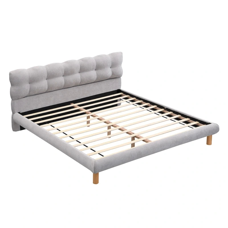 Plateforme rembourrée King Size avec tête de lit en forme de cookie et 12 lattes de support