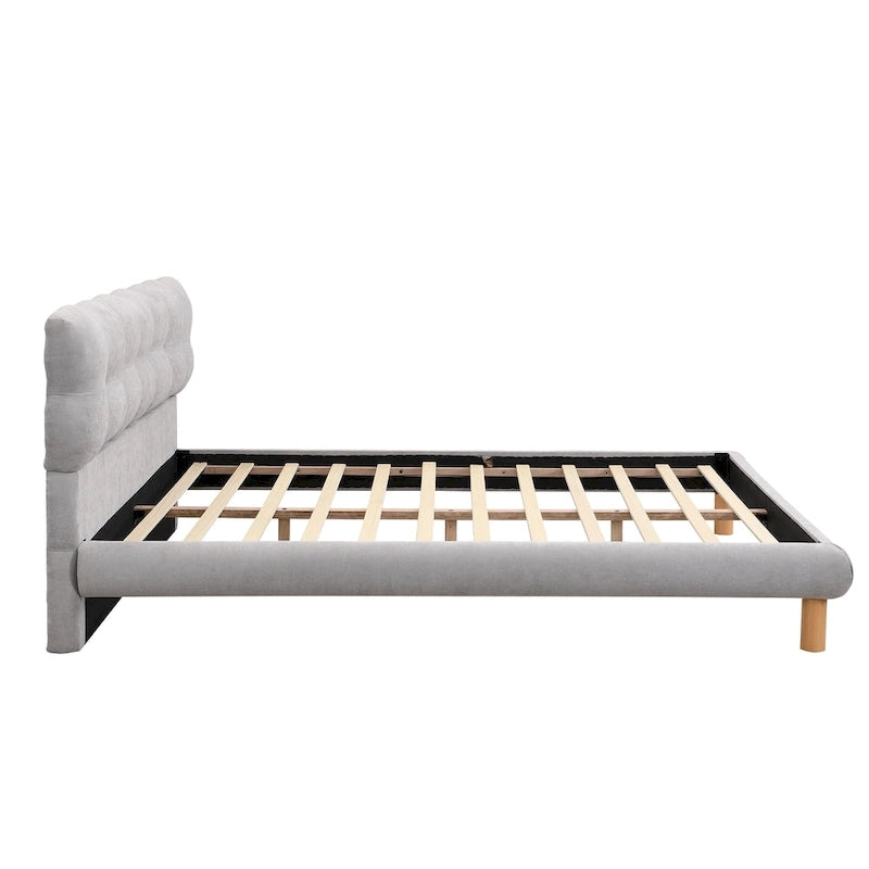 Plateforme rembourrée King Size avec tête de lit en forme de cookie et 12 lattes de support