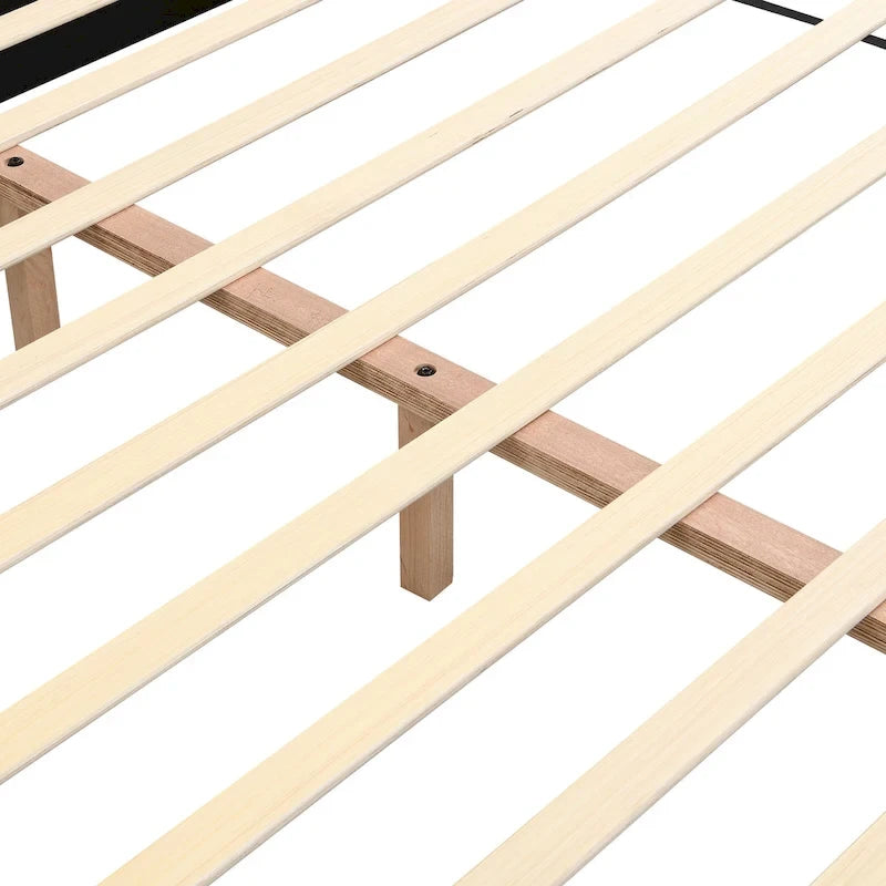 Plateforme rembourrée King Size avec tête de lit en forme de cookie et 12 lattes de support