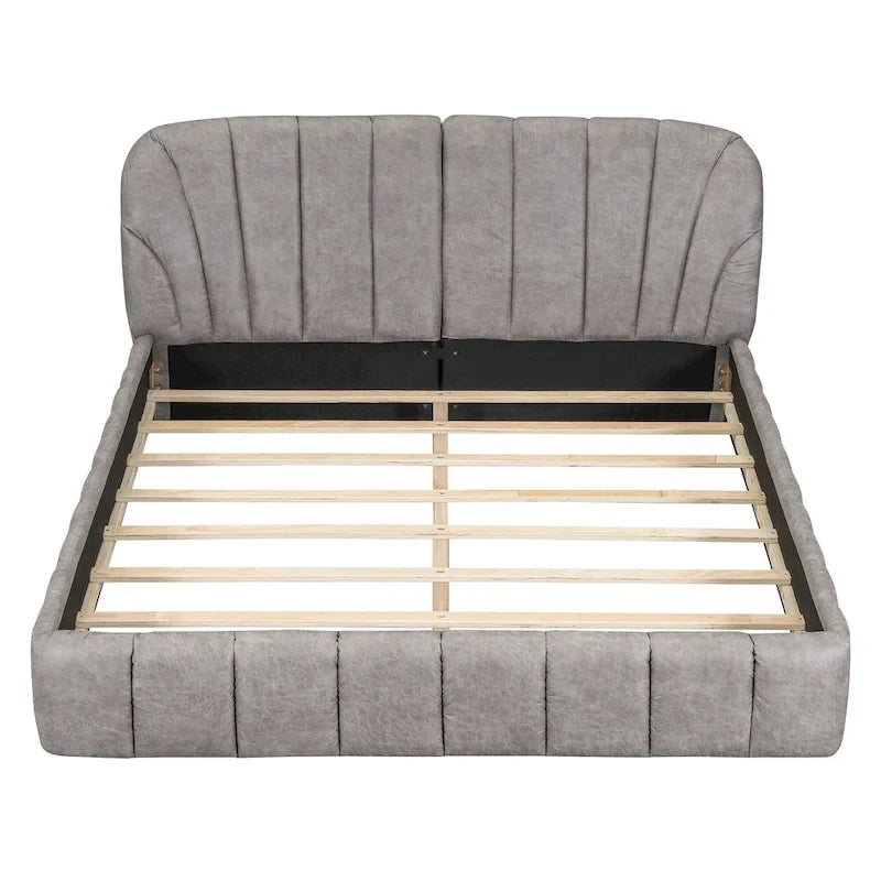 Lit double rembourré de taille Queen moderne avec tissu épais