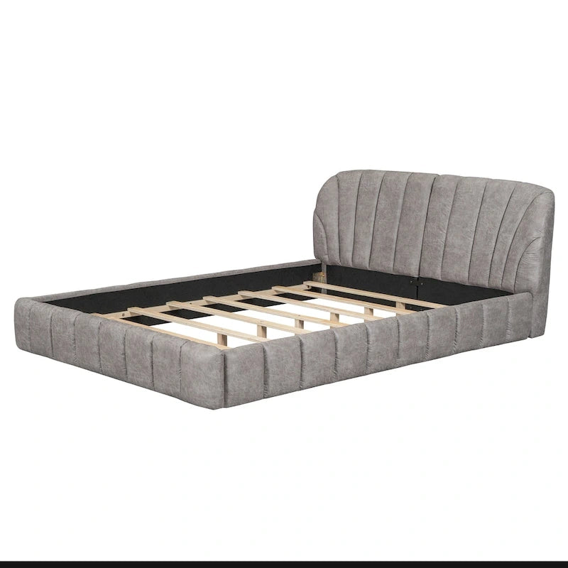 Lit double rembourré de taille Queen moderne avec tissu épais