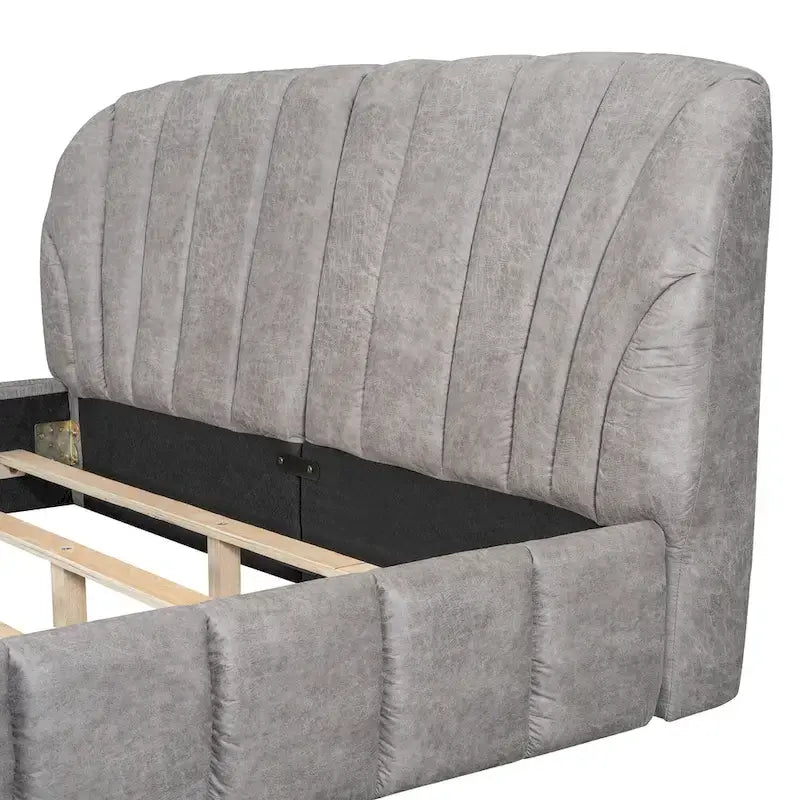 Lit double rembourré de taille Queen moderne avec tissu épais