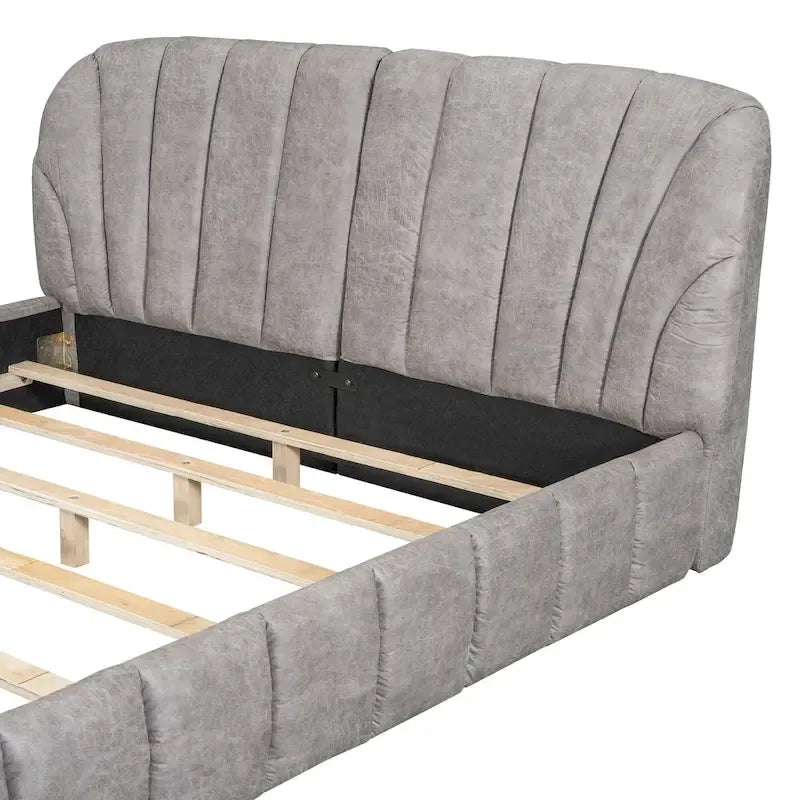 Lit double rembourré de taille Queen moderne avec tissu épais