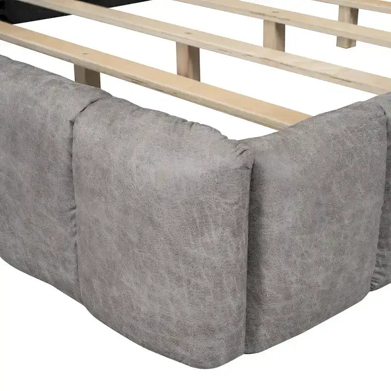 Lit double rembourré de taille Queen moderne avec tissu épais