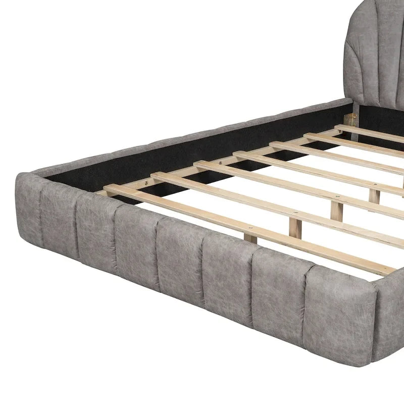 Lit double rembourré de taille Queen moderne avec tissu épais