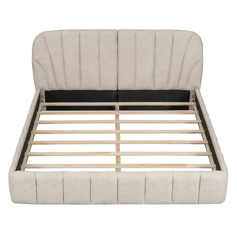 Lit double rembourré de taille Queen moderne avec tissu épais