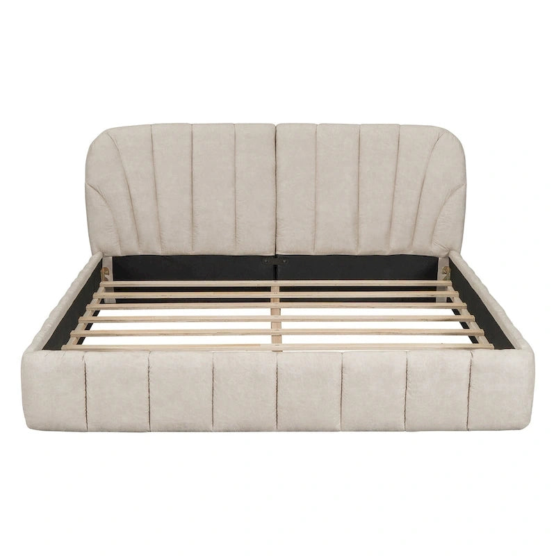 Lit double rembourré de taille Queen moderne avec tissu épais