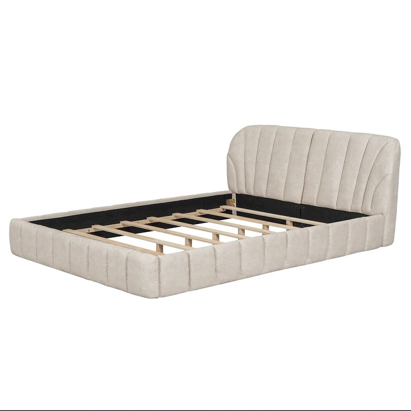 Lit double rembourré de taille Queen moderne avec tissu épais