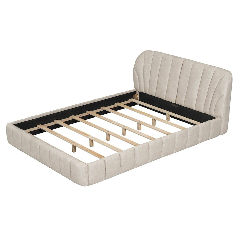 Lit double rembourré de taille Queen moderne avec tissu épais