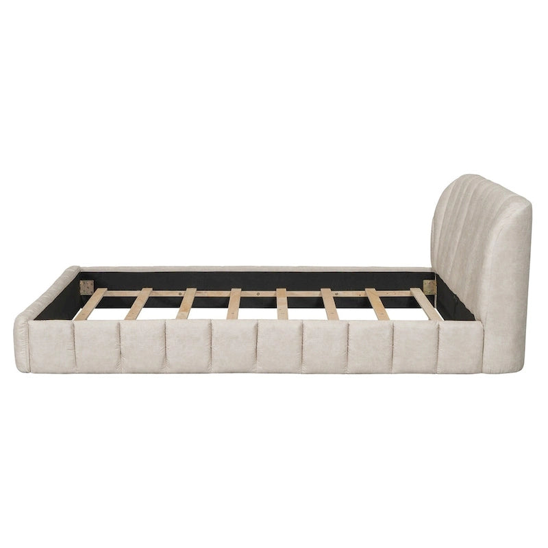 Lit double rembourré de taille Queen moderne avec tissu épais