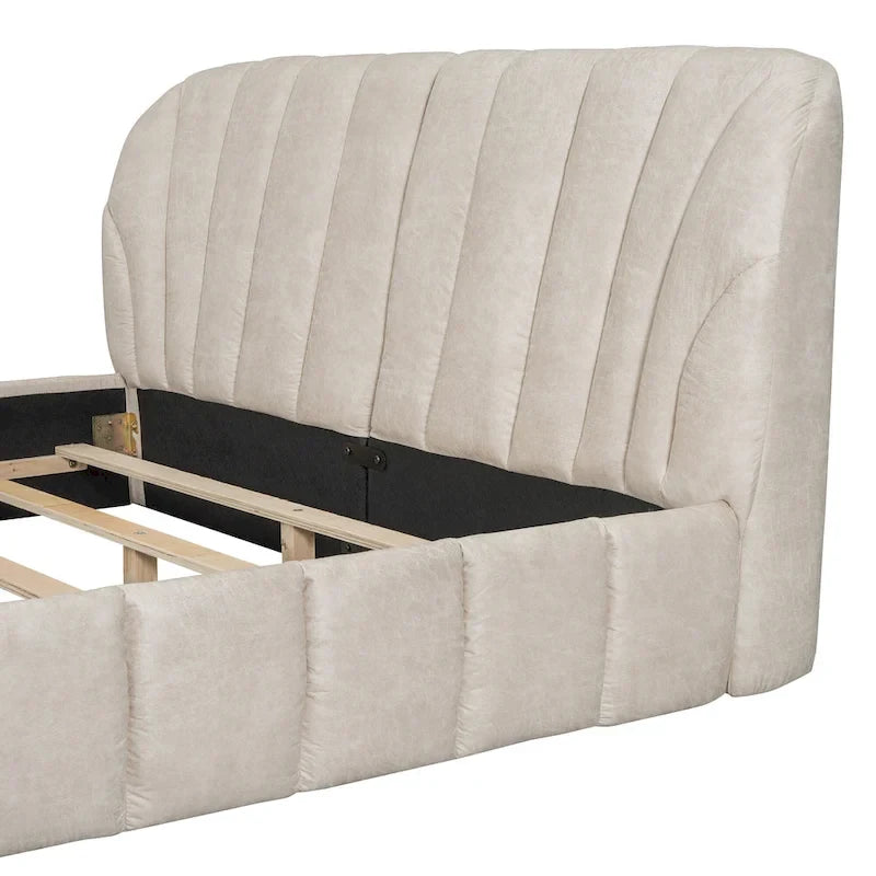 Lit double rembourré de taille Queen moderne avec tissu épais