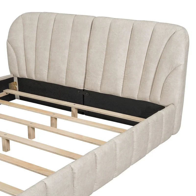 Lit double rembourré de taille Queen moderne avec tissu épais