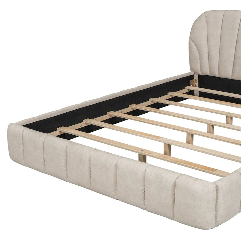 Lit double rembourré de taille Queen moderne avec tissu épais