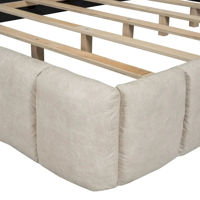 Lit double rembourré de taille Queen moderne avec tissu épais