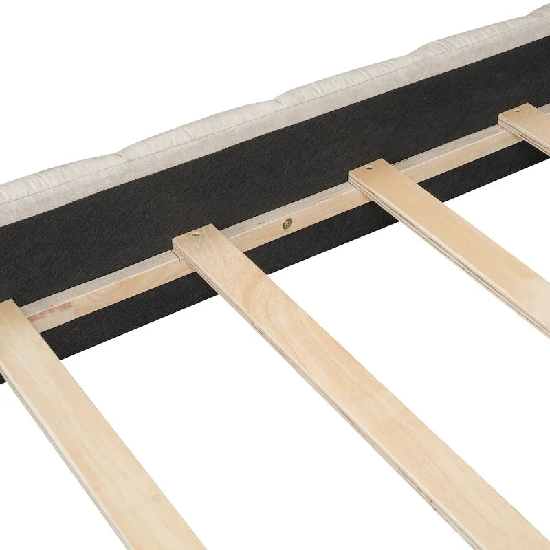 Lit double rembourré de taille Queen moderne avec tissu épais