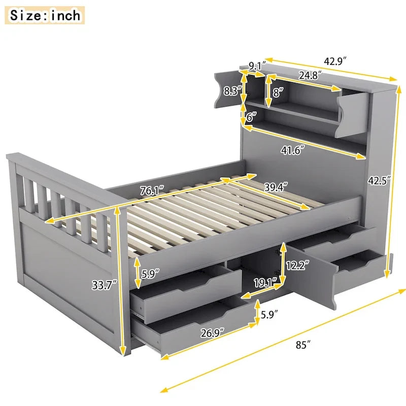 Lit double plateforme gris