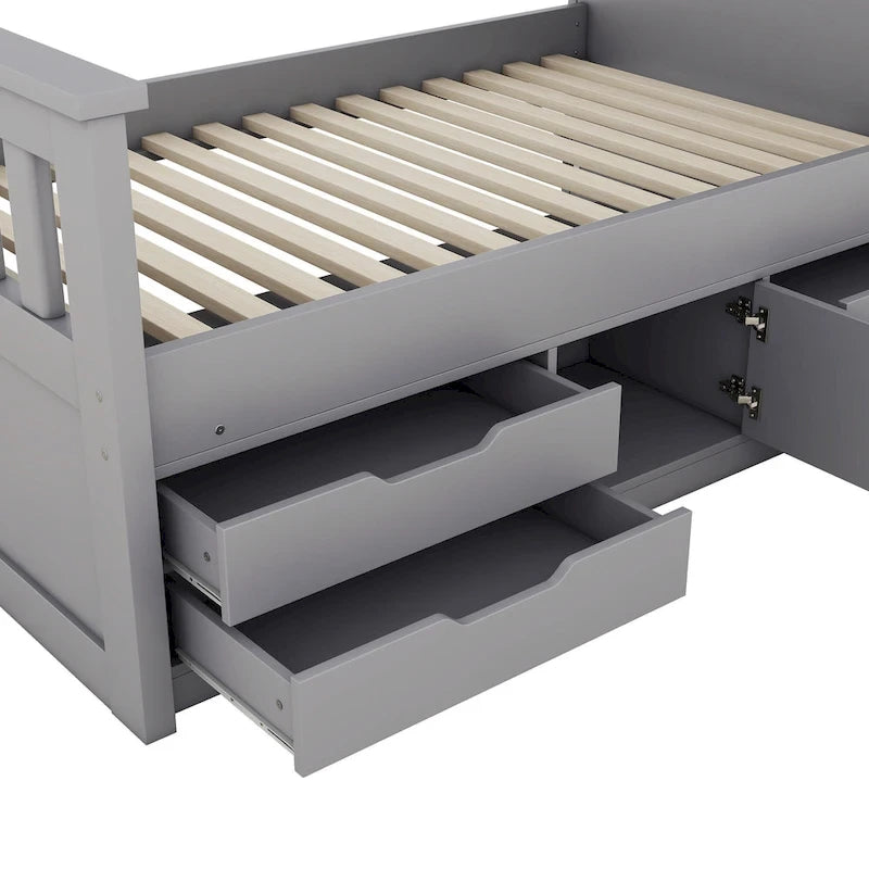 Lit double plateforme gris