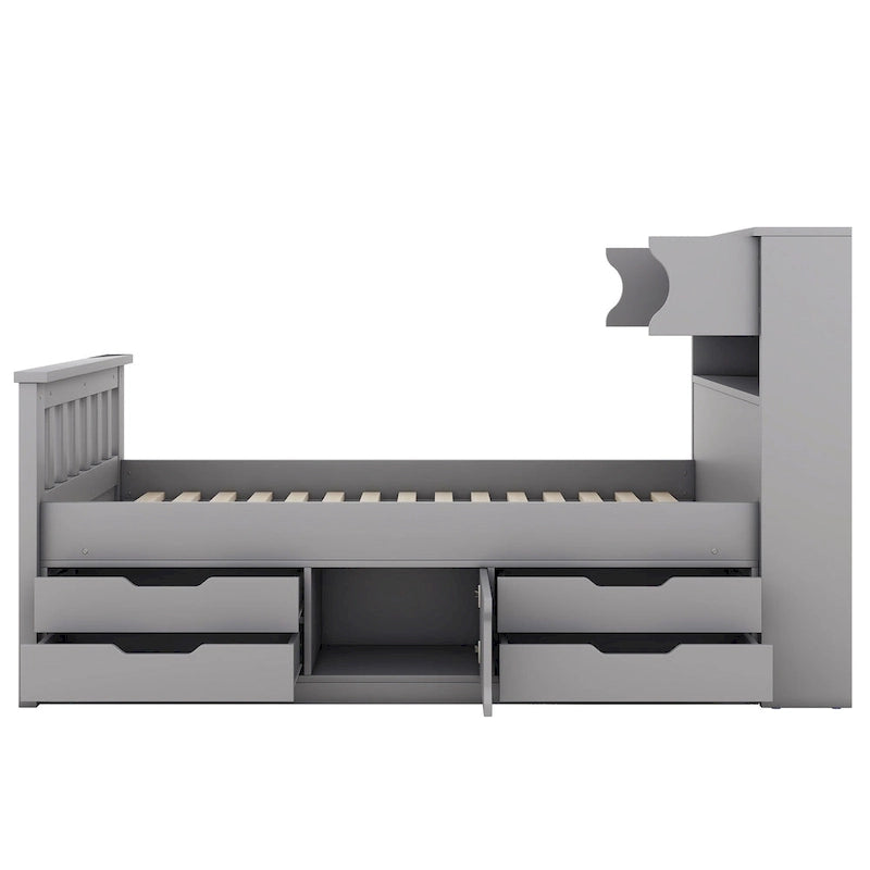 Lit double plateforme gris
