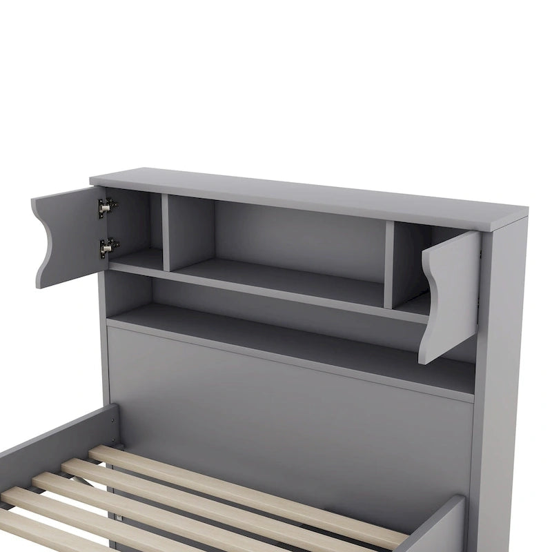 Lit double plateforme gris