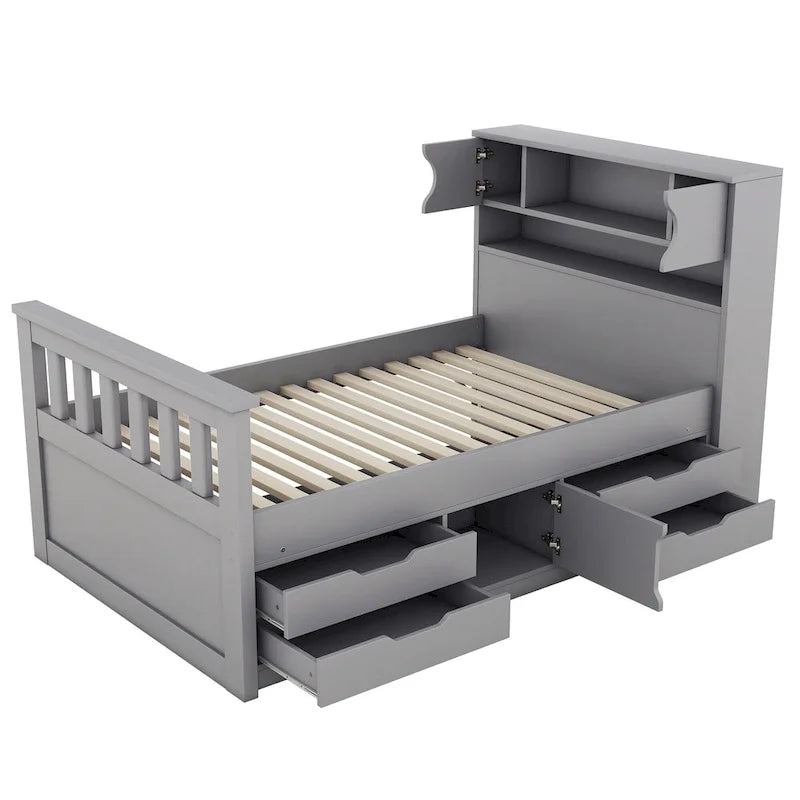 Lit double plateforme gris