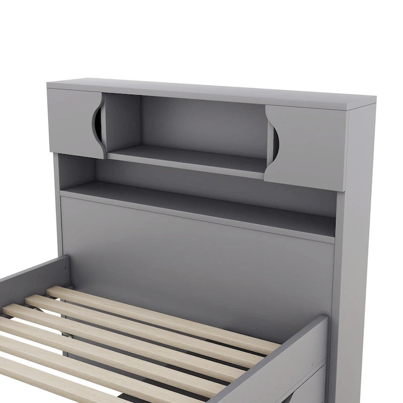 Lit double plateforme gris